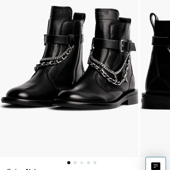 Zadig & Voltaire Black Leather Combat Boots with Chain - Picture 1 of 7